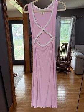 l*space Pink Maxi Dress with White Trim Cutout